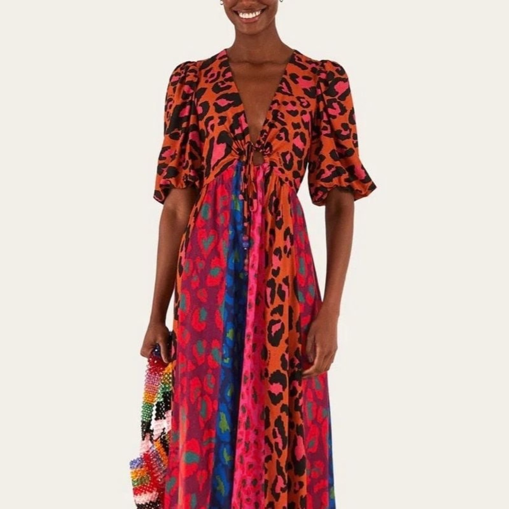 FARM Rio Mixed Leopard Print Maxi Dress